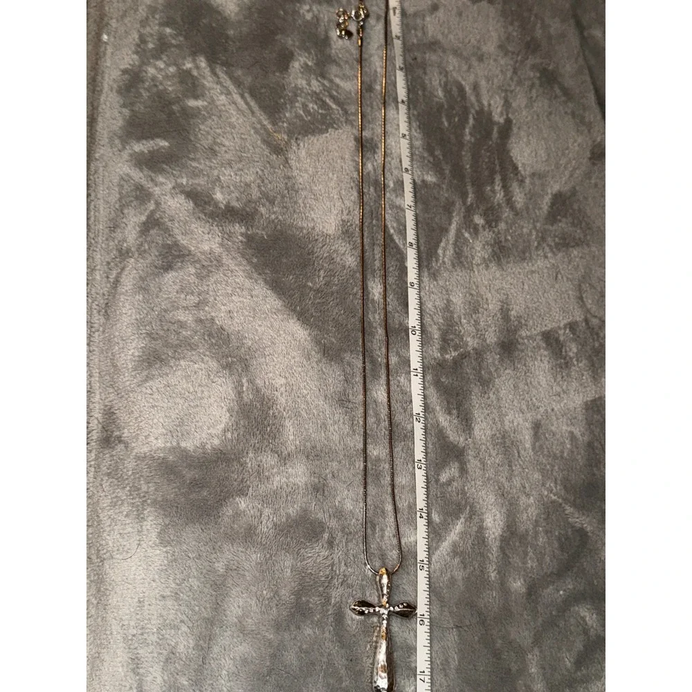Brighton Sterling Silver Cross‎ Pendant Necklace Adjustable Snake Chain